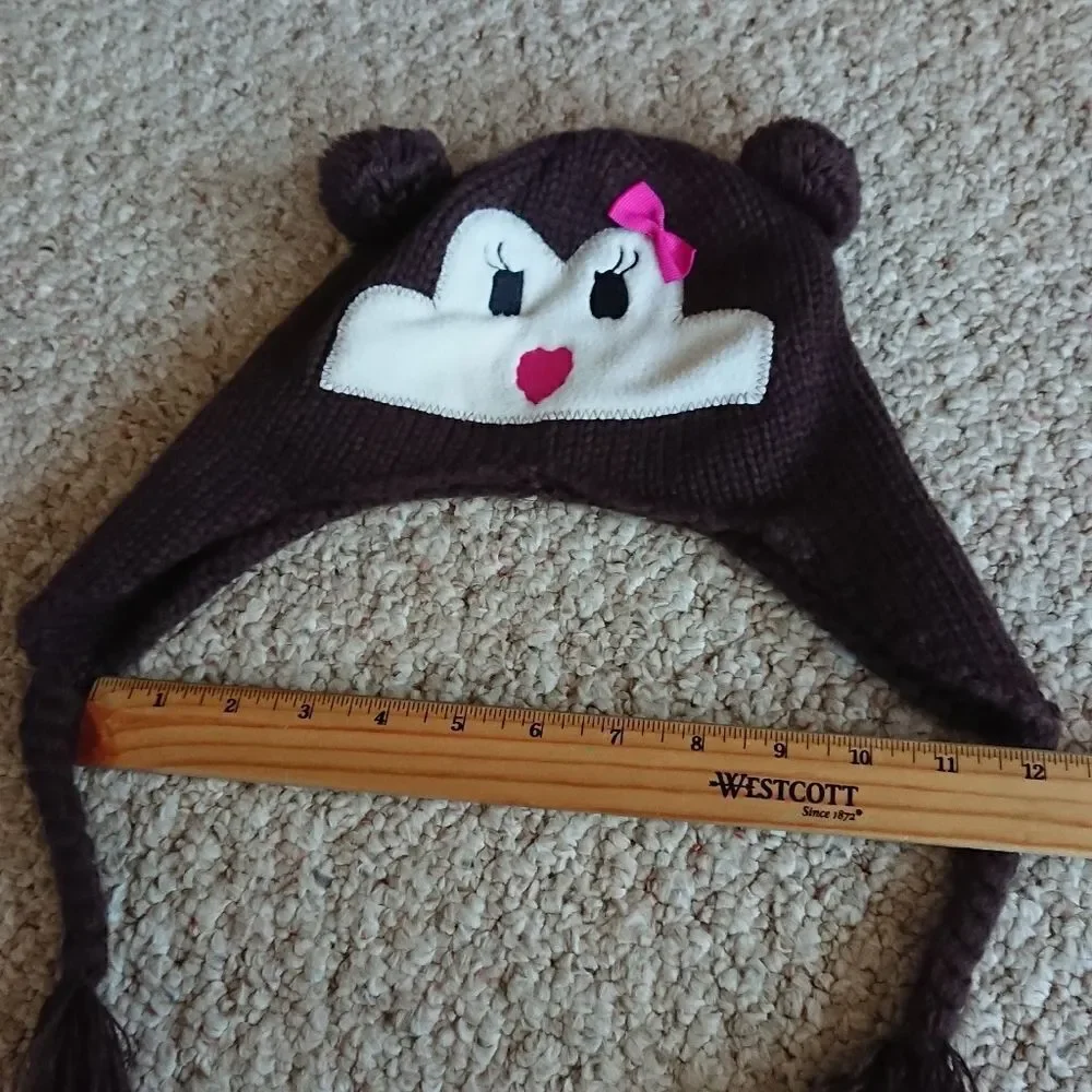 CAPELLI NEW YORK GIRL'S MONKEY KNIT HAT 4-6Y